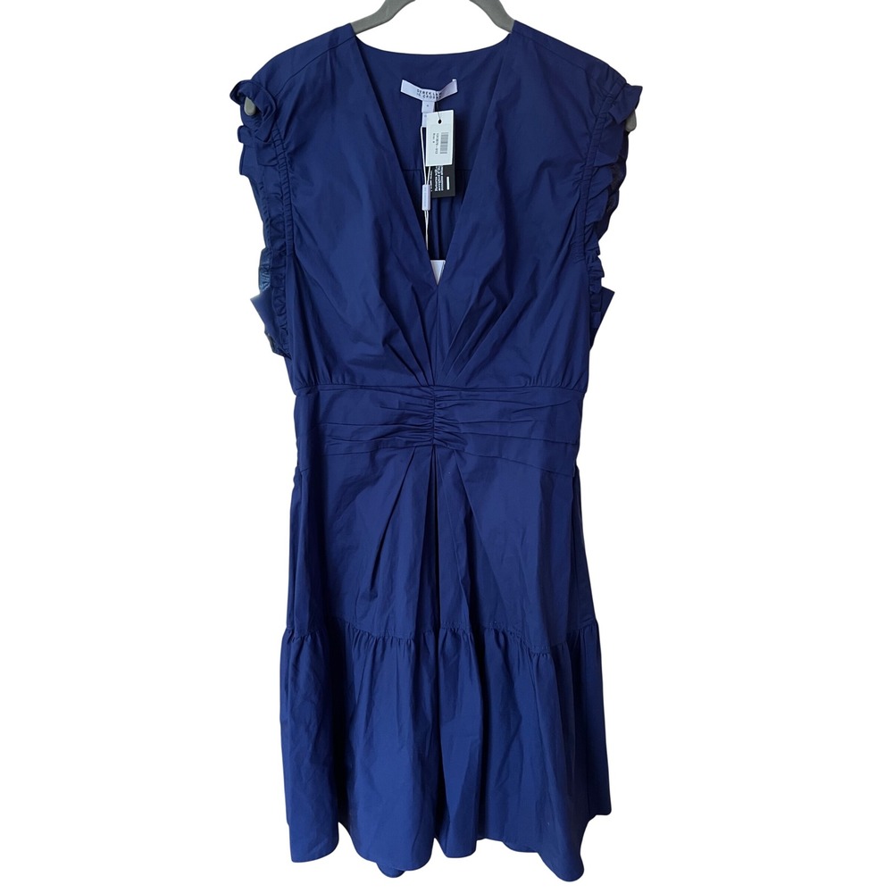 Derek Lam 10 Crosby Deep Blue Cotton Poplin Ruffle Mini Dress TS13514ASCP NWT 6